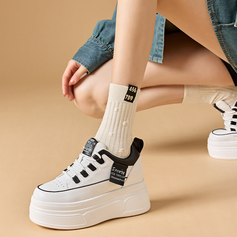 Height-Increasing White Sneakers - Spring 2024 Platform Casual Shoes for Petite Women