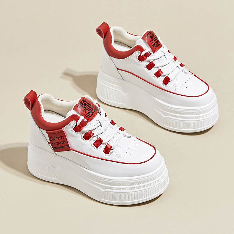 Height-Increasing White Sneakers - Spring 2024 Platform Casual Shoes for Petite Women