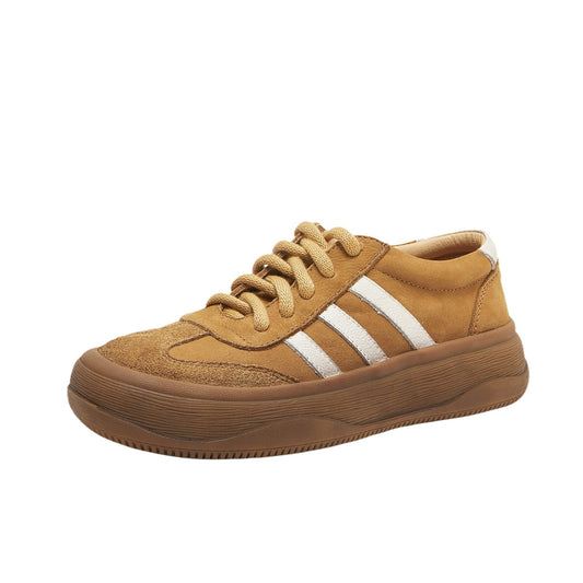 Retro genuine leather Dechen shoes for women, soft sole, anti-slip, casual sports shoes, fashionable and comfortable outdoor sneakers