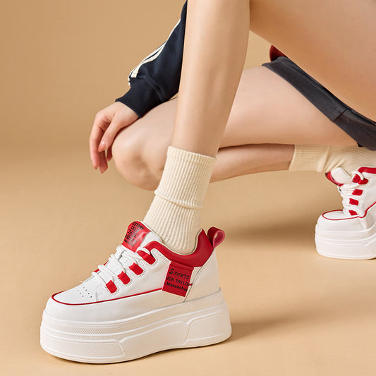Height-Increasing White Sneakers - Spring 2024 Platform Casual Shoes for Petite Women