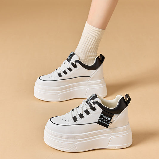 Height-Increasing White Sneakers - Spring 2024 Platform Casual Shoes for Petite Women